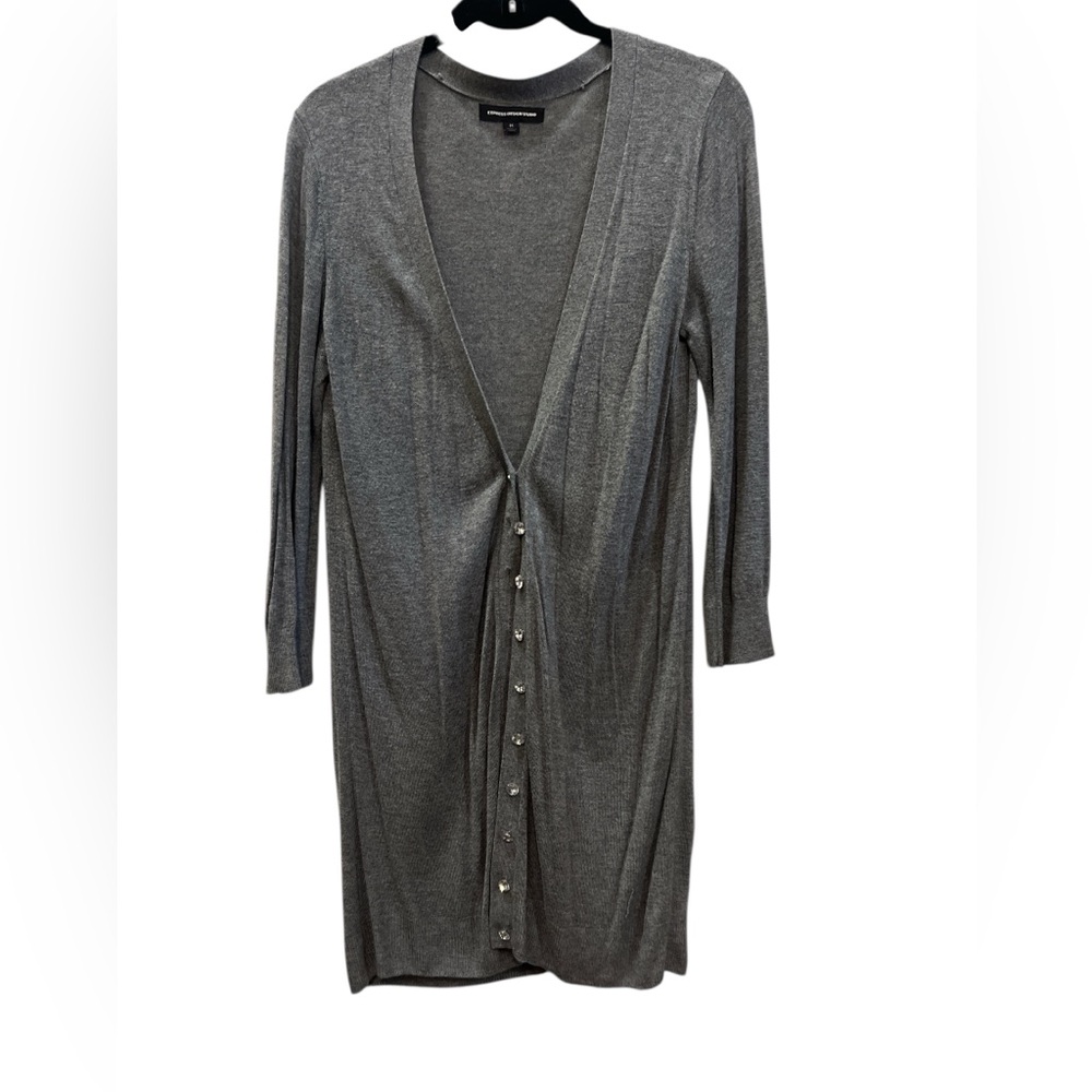 Express Charcoal Button-Front Long Cardigan Size Medium